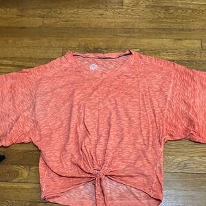 Pilcro Coral Tie-Front Crop Top